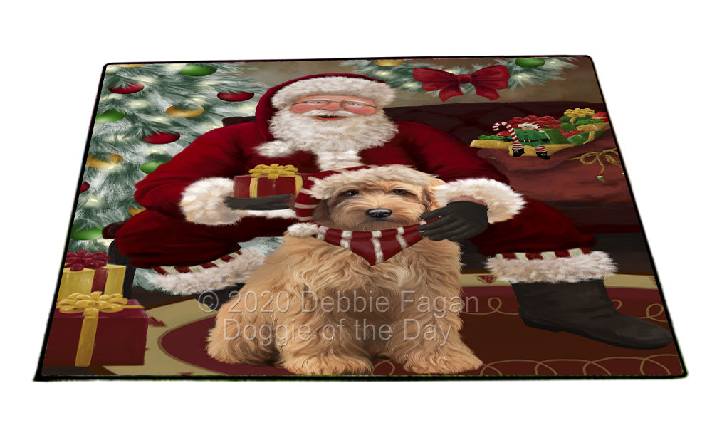 Santa's Christmas Surprise Goldendoodle Dog Indoor/Outdoor Welcome Floormat - Premium Quality Washable Anti-Slip Doormat Rug FLMS57454