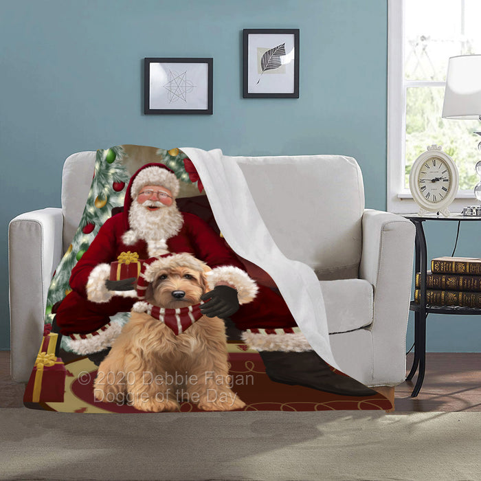 Santa's Christmas Surprise Goldendoodle Dog Blanket BLNKT142223