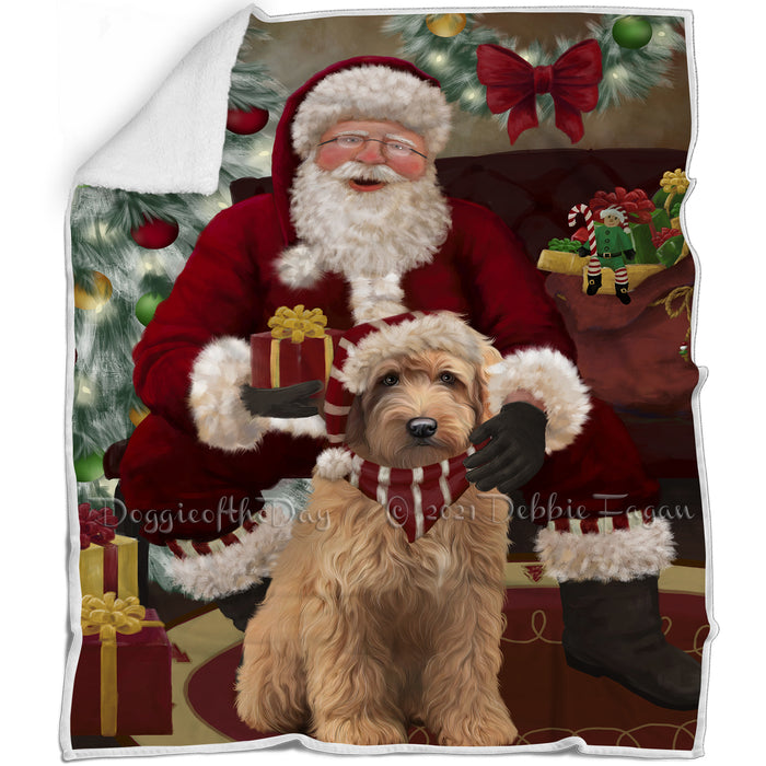 Santa's Christmas Surprise Goldendoodle Dog Blanket BLNKT142223