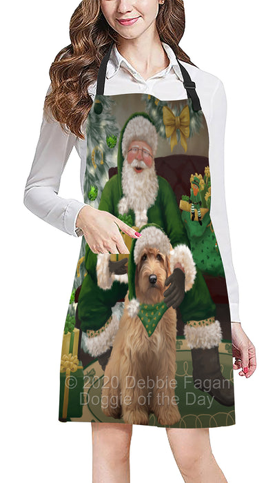 Christmas Irish Santa with Gift and Goldendoodle Dog Apron Apron-48305