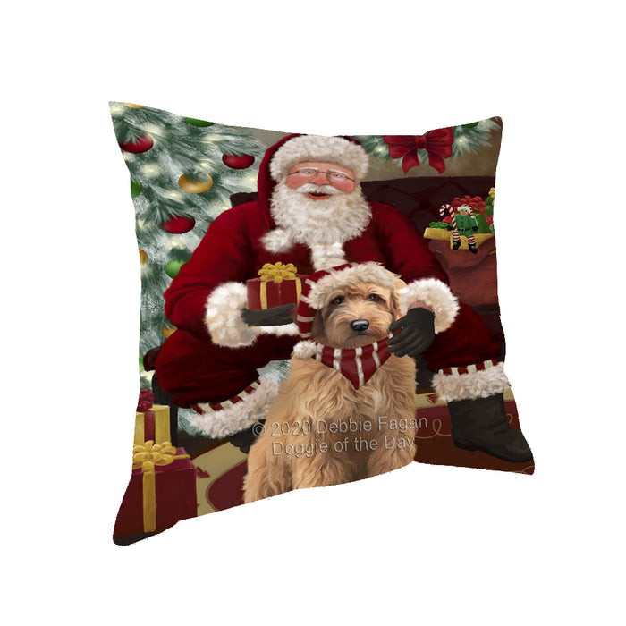 Santa's Christmas Surprise Goldendoodle Dog Pillow PIL87192