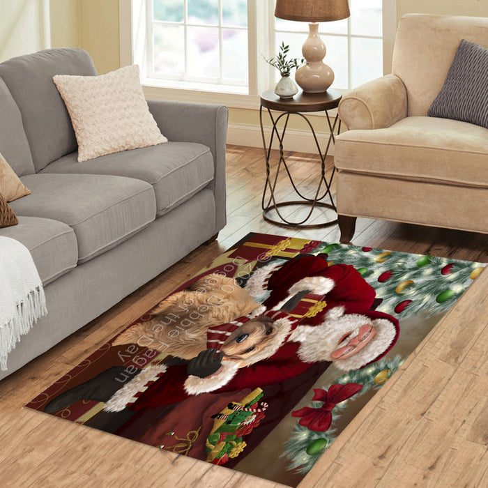 Santa's Christmas Surprise Goldendoodle Dog Polyester Living Room Carpet Area Rug ARUG67545