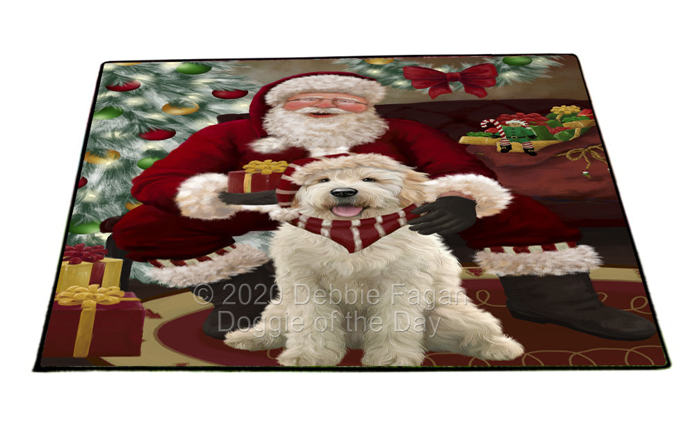 Santa's Christmas Surprise Goldendoodle Dog Indoor/Outdoor Welcome Floormat - Premium Quality Washable Anti-Slip Doormat Rug FLMS57457
