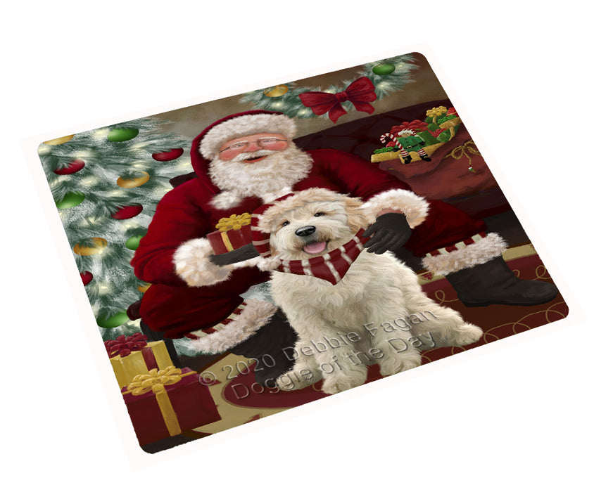 Santa's Christmas Surprise Goldendoodle Dog Cutting Board - Easy Grip Non-Slip Dishwasher Safe Chopping Board Vegetables C78637
