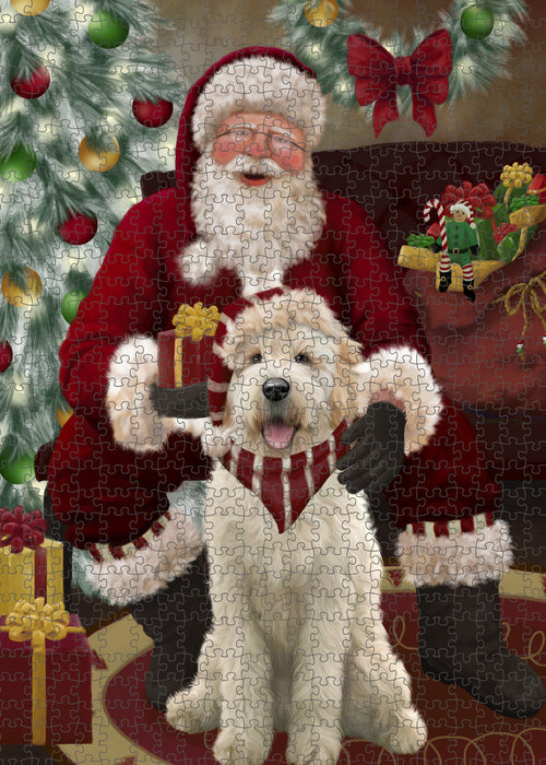 Santa's Christmas Surprise Goldendoodle Dog Puzzle with Photo Tin PUZL100812