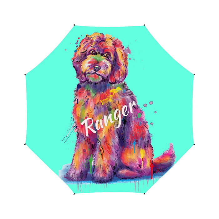 Custom Pet Name Personalized Watercolor Goldendoodle DogSemi-Automatic Foldable Umbrella