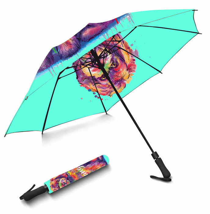 Custom Pet Name Personalized Watercolor Goldendoodle DogSemi-Automatic Foldable Umbrella