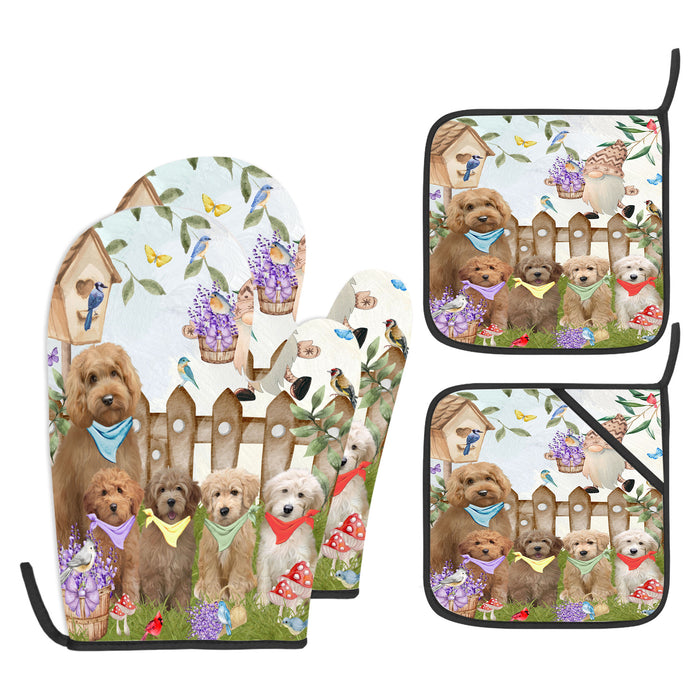 Goldendoodle Oven Mitts and Pot Holder Set, Explore a Variety of Personalized Designs, Custom, Kitchen Gloves for Cooking with Potholders, Pet and Dog Gift Lovers