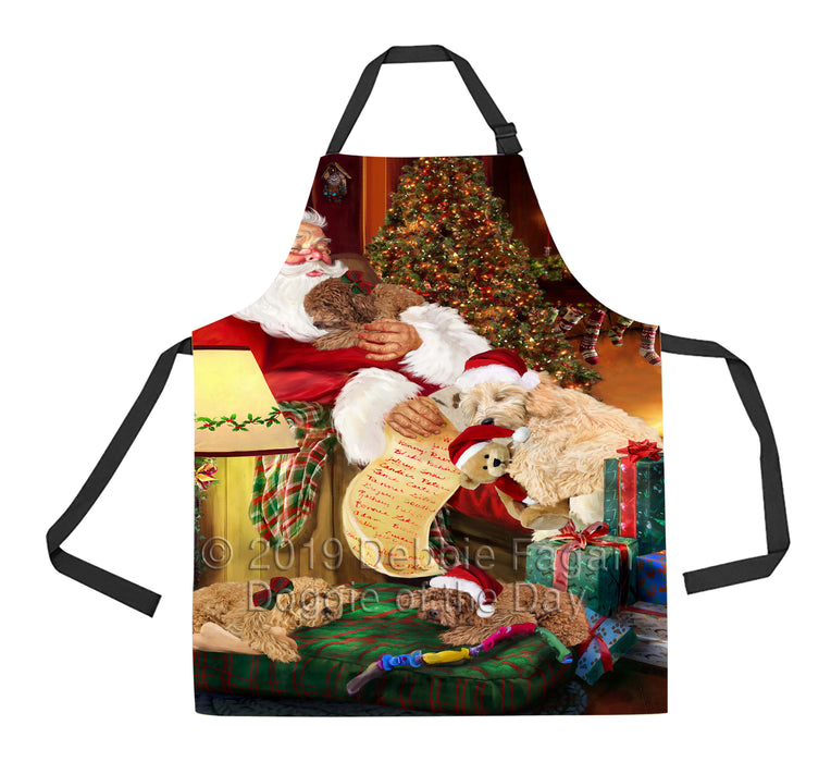 Santa Sleeping with Goldendoodle Dogs Apron