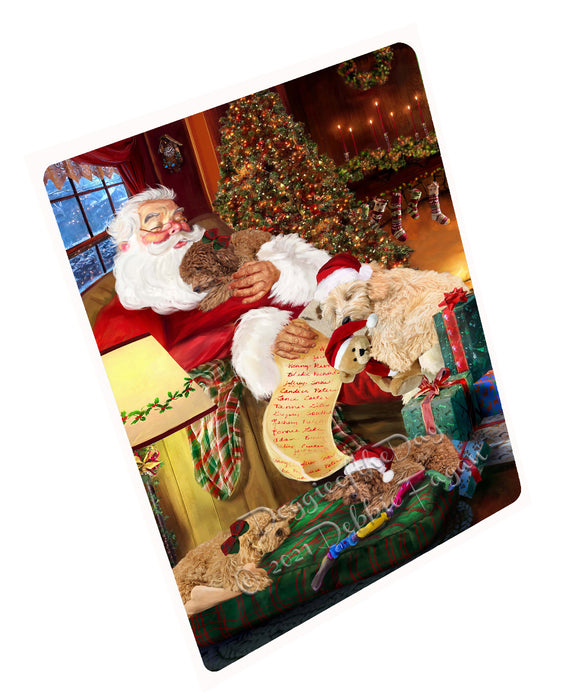 Santa Sleeping with Goldendoodle Dogs Cutting Board - Easy Grip Non-Slip Dishwasher Safe Chopping Board Vegetables C79150