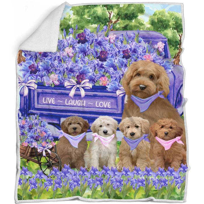 Goldendoodle Blanket: Explore a Variety of Custom Designs, Bed Cozy Woven, Fleece and Sherpa, Personalized Dog Gift for Pet Lovers