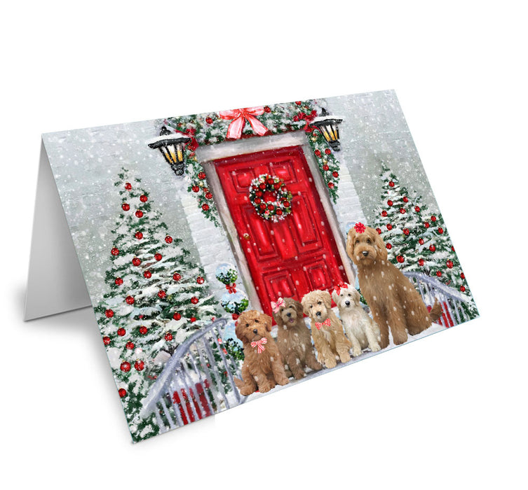 Christmas Holiday Welcome Goldendoodle Dog Handmade Artwork Assorted Pets Greeting Cards and Note Cards with Envelopes for All Occasions and Holiday Seasons
