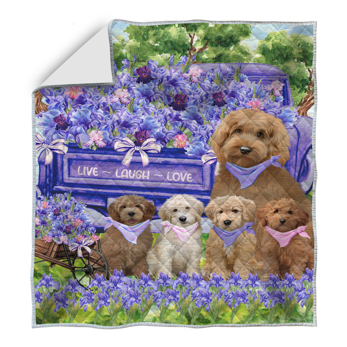 Goldendoodle Bed Quilt, Explore a Variety of Designs, Personalized, Custom, Bedding Coverlet Quilted, Pet and Dog Lovers Gift