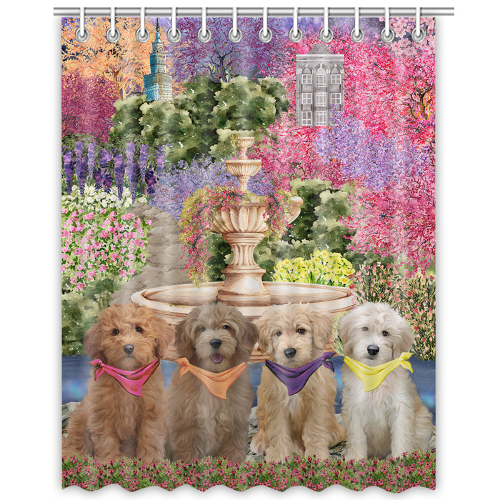 Goldendoodle Shower Curtain, Custom Bathtub Curtains with Hooks for Bathroom, Explore a Variety of Designs, Personalized, Gift for Pet and Dog Lovers