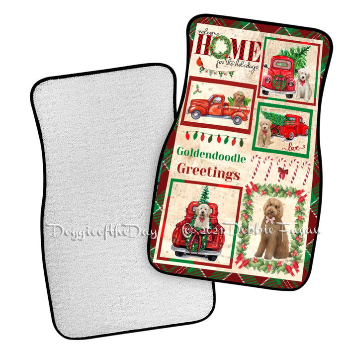Welcome Home for Christmas Holidays Goldendoodle Dogs Polyester Anti-Slip Vehicle Carpet Car Floor Mats CFM48373