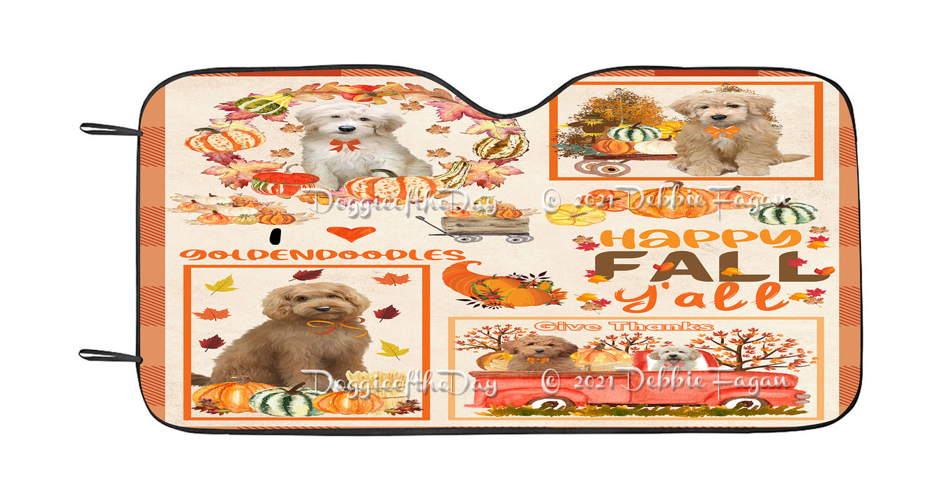 Happy Fall Y'all Pumpkin Goldendoodle Dogs Car Sun Shade Cover Curtain