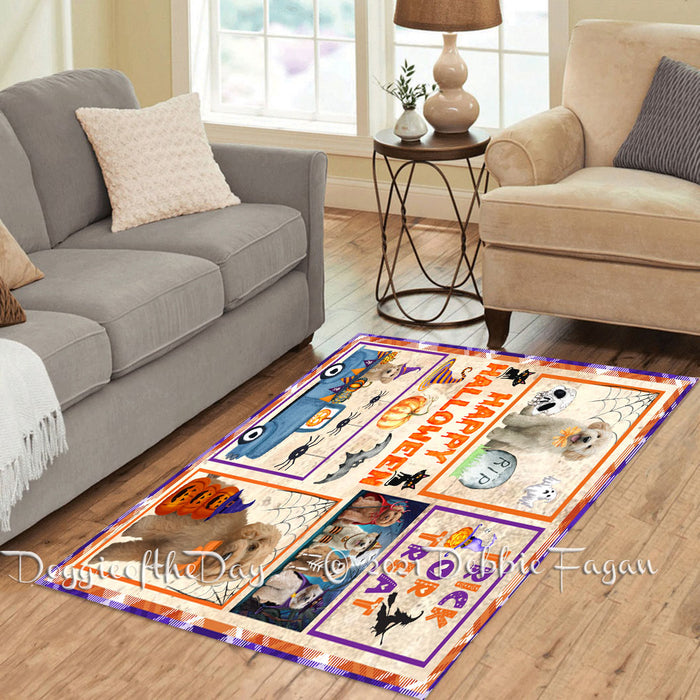 Happy Halloween Trick or Treat Goldendoodle Dogs Polyester Living Room Carpet Area Rug ARUG65676