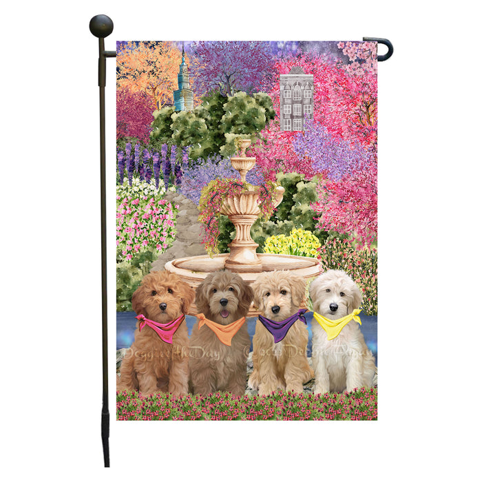 Goldendoodle Dogs Garden Flag: Explore a Variety of Designs, Weather Resistant, Double-Sided, Custom, Personalized, Outside Garden Yard Decor, Flags for Dog and Pet Lovers
