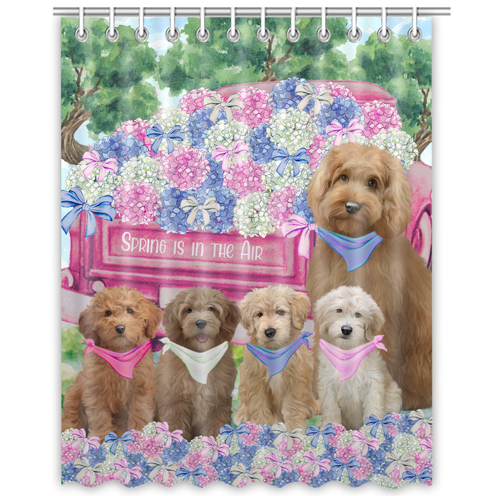 Goldendoodle Shower Curtain, Personalized Bathtub Curtains for Bathroom Decor with Hooks, Explore a Variety of Designs, Custom, Pet Gift for Dog Lovers