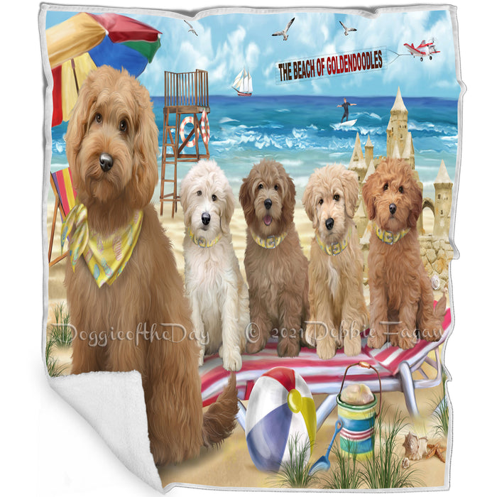 Pet Friendly Beach Goldendoodle Dog Blanket BLNKT80814