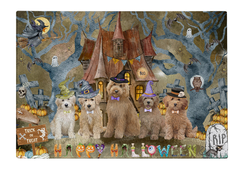 Goldendoodle Cutting Board: Explore a Variety of Designs, Personalized, Custom, Kitchen Tempered Glass Scratch and Stain Resistant, Halloween Gift for Pet and Dog Lovers