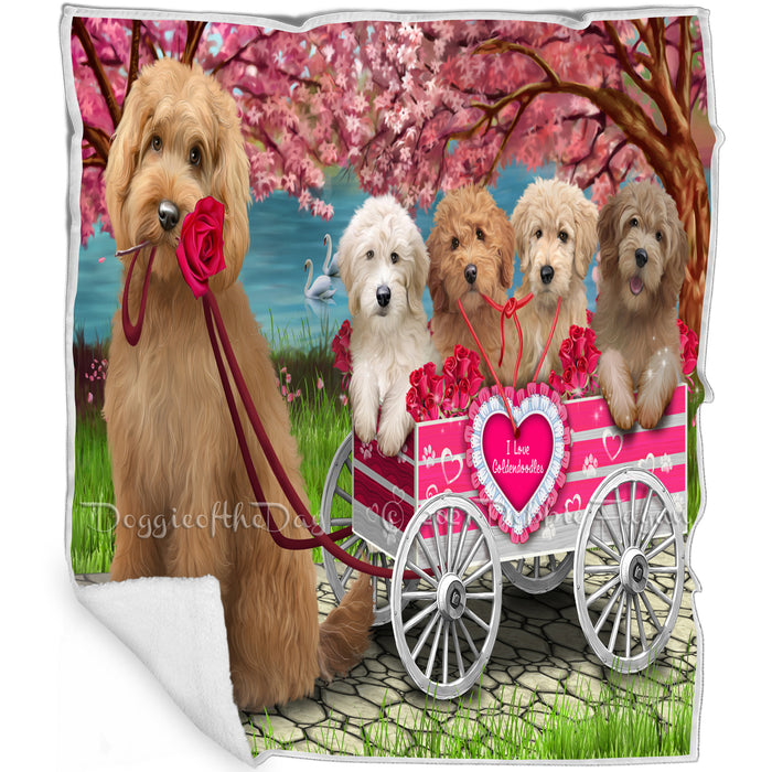 I Love Goldendoodles Dog Cat in a Cart Blanket BLNKT82074
