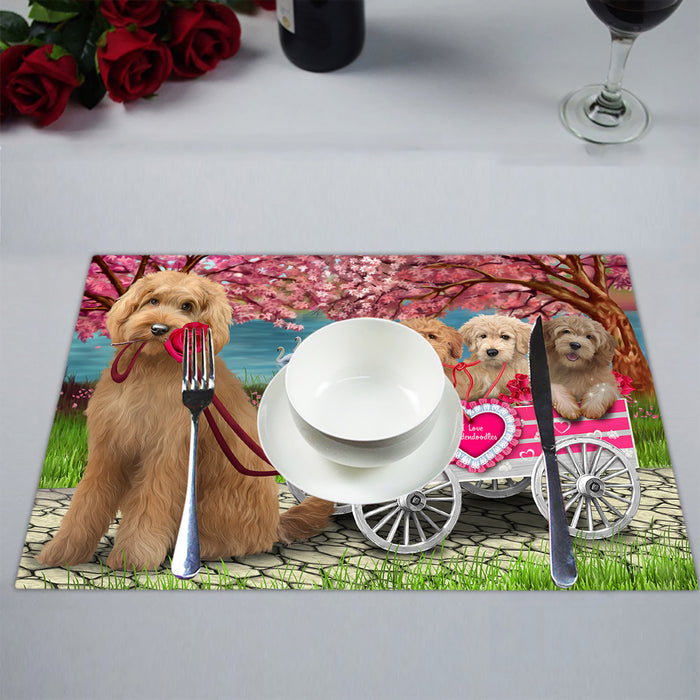 I Love Goldendoodle Dogs in a Cart Placemat