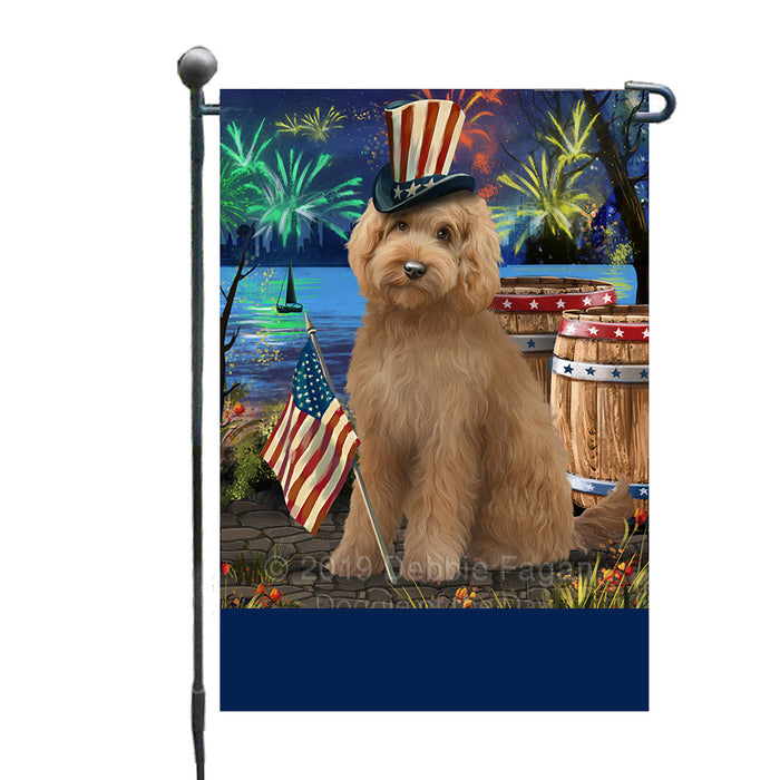 Personalized 4th of July Firework Goldendoodle Dog Custom Garden Flags GFLG-DOTD-A57922