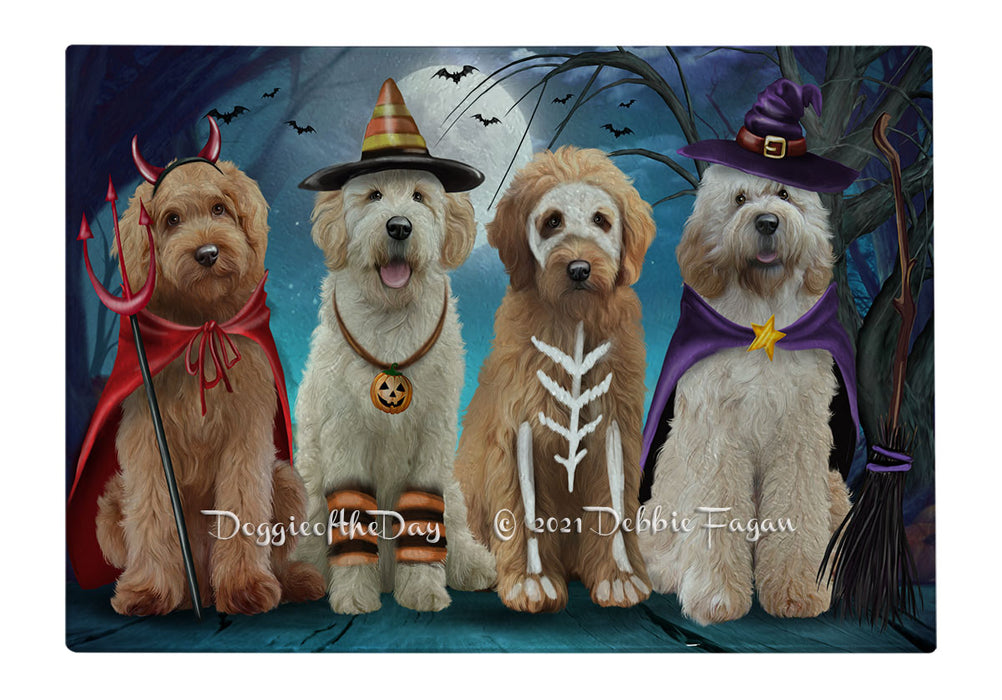 Happy Halloween Trick or Treat Goldendoodle Dogs Cutting Board - Easy Grip Non-Slip Dishwasher Safe Chopping Board Vegetables C79723