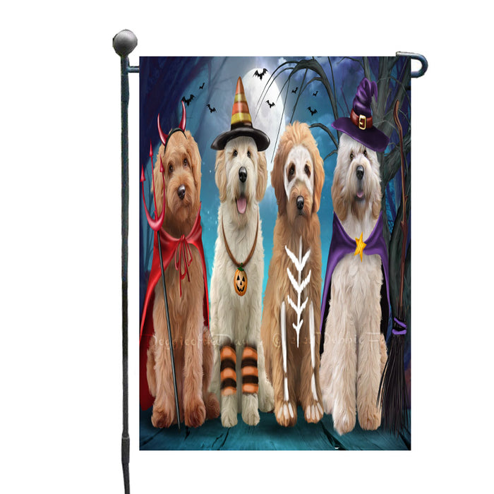 Halloween Trick or Treat Goldendoodle Dogs Garden Flags Outdoor Decor for Homes and Gardens Double Sided Garden Yard Spring Decorative Vertical Home Flags Garden Porch Lawn Flag for Decorations