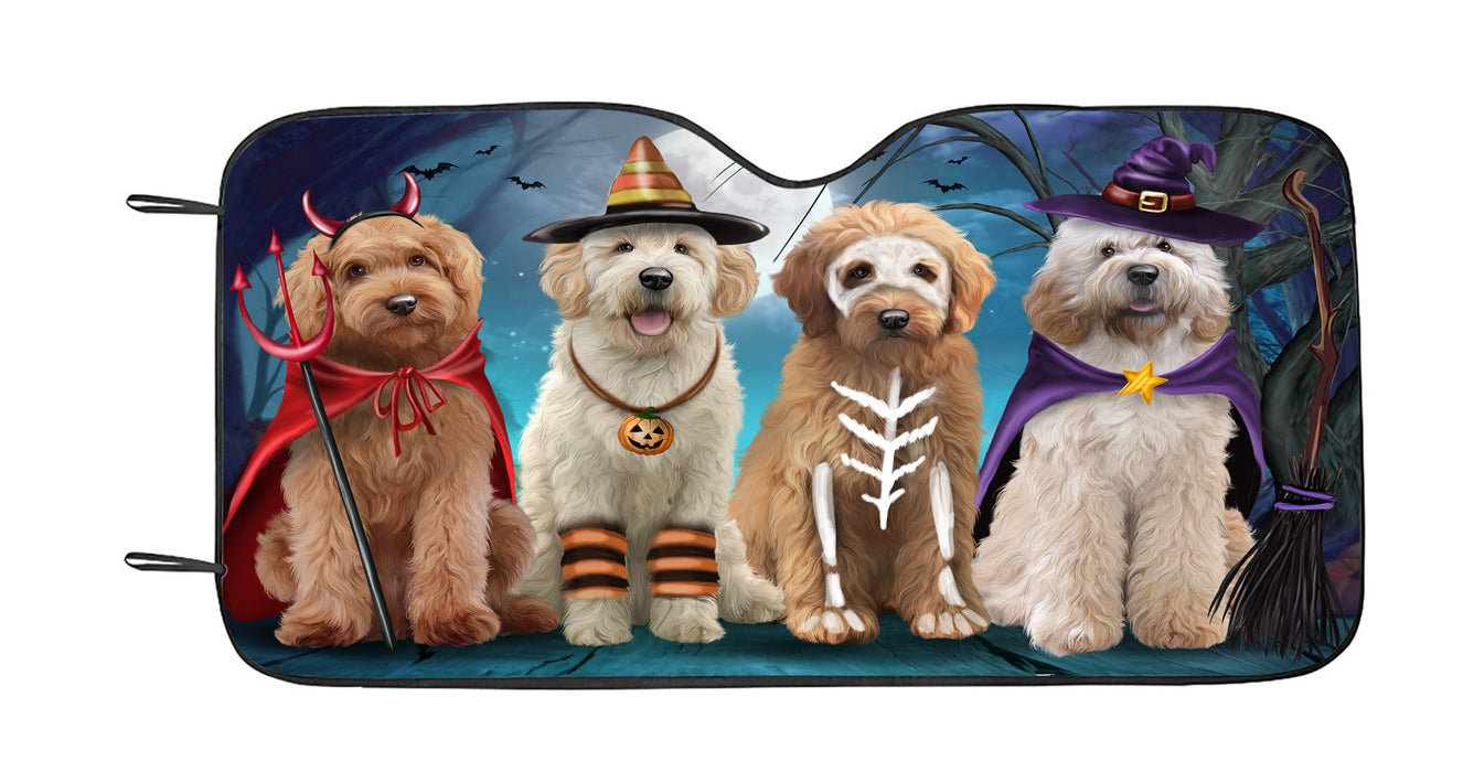 Halloween Trick or Teat Goldendoodle Dogs Car Sun Shade