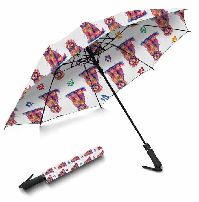 Watercolor Mini Goldendoodle DogsSemi-Automatic Foldable Umbrella