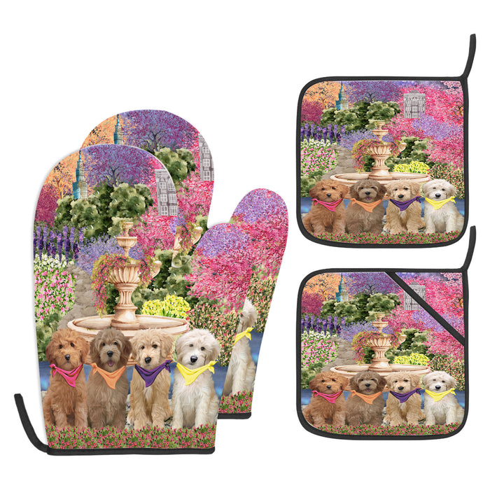 Goldendoodle Oven Mitts and Pot Holder Set: Explore a Variety of Designs, Custom, Personalized, Kitchen Gloves for Cooking with Potholders, Gift for Dog Lovers