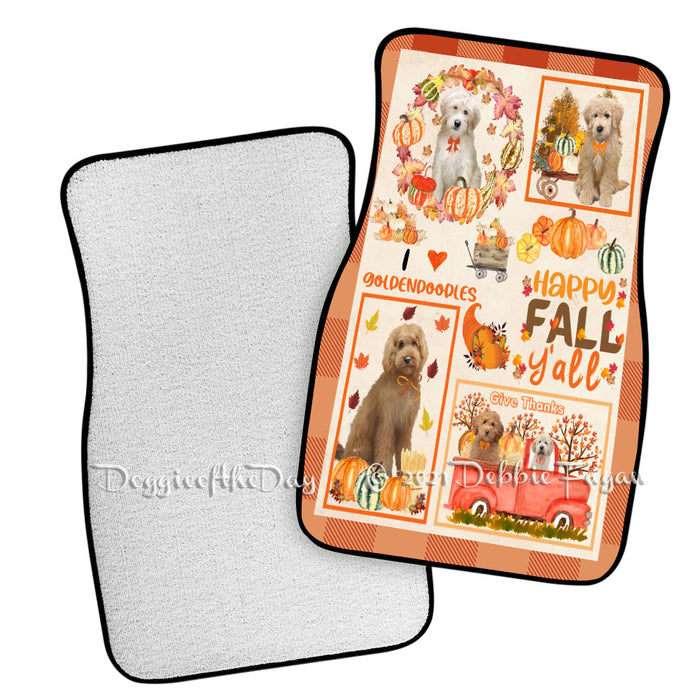Happy Fall Y'all Pumpkin Goldendoodle Dogs Polyester Anti-Slip Vehicle Carpet Car Floor Mats CFM49204