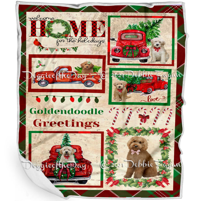 Welcome Home for Christmas Holidays Goldendoodle Dogs Blanket BLNKT71991