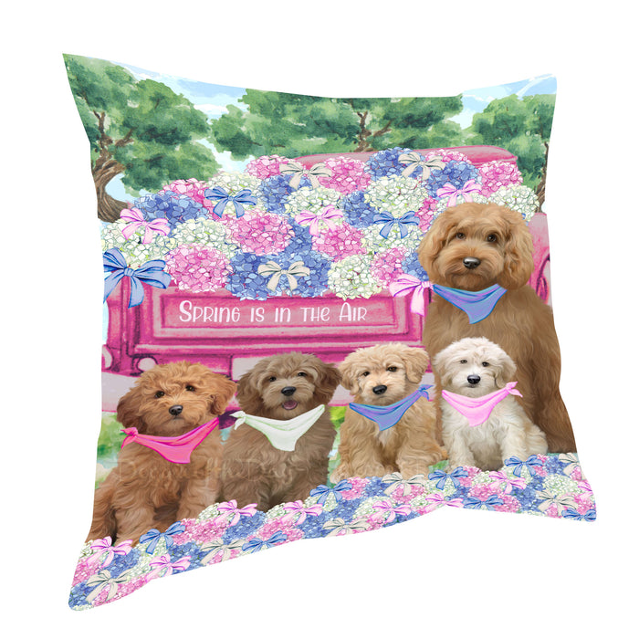 Goldendoodle Throw Pillow: Explore a Variety of Designs, Custom, Cushion Pillows for Sofa Couch Bed, Personalized, Dog Lover's Gifts