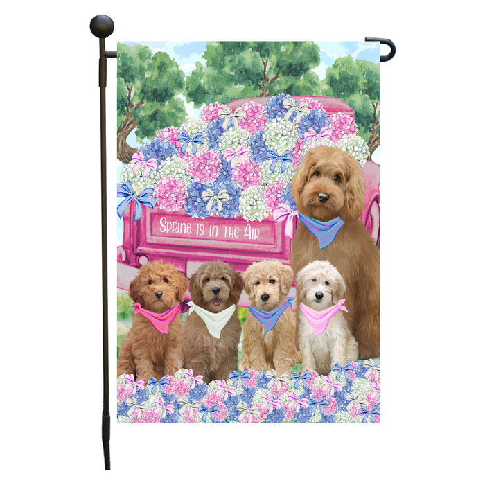 Goldendoodle Dogs Garden Flag: Explore a Variety of Personalized Designs, Double-Sided, Weather Resistant, Custom, Outdoor Garden Yard Decor for Dog and Pet Lovers