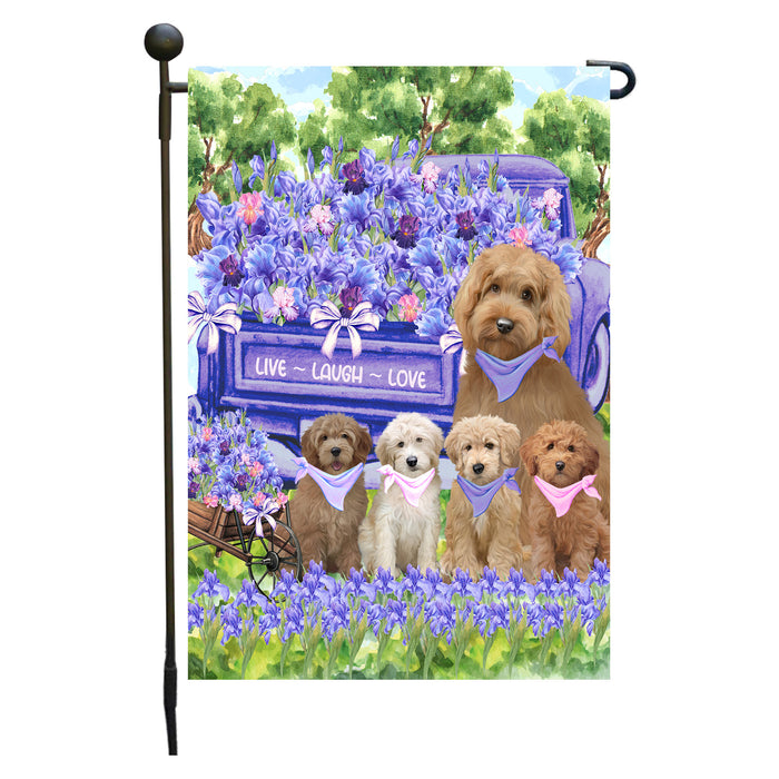 Goldendoodle Dogs Garden Flag for Dog and Pet Lovers, Explore a Variety of Designs, Custom, Personalized, Weather Resistant, Double-Sided, Outdoor Garden Yard Decoration