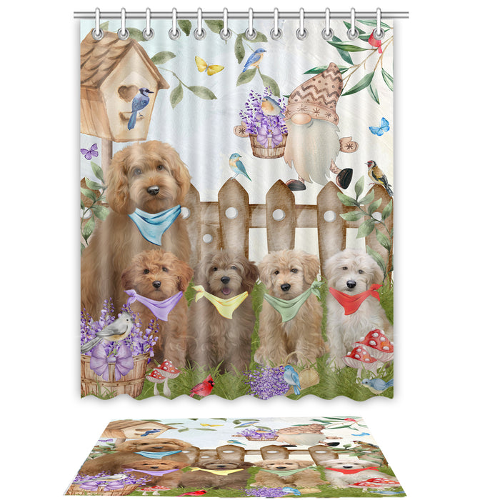 Goldendoodle Shower Curtain with Bath Mat Combo: Curtains with hooks and Rug Set Bathroom Decor, Custom, Explore a Variety of Designs, Personalized, Pet Gift for Dog Lovers