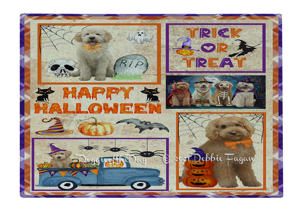 Happy Halloween Trick or Treat Golden Retriever Dogs Cutting Board - Easy Grip Non-Slip Dishwasher Safe Chopping Board Vegetables C79348