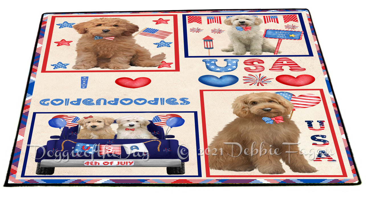 4th of July Independence Day I Love USA Goldendoodle Dogs Floormat FLMS56212 Floormat FLMS56212