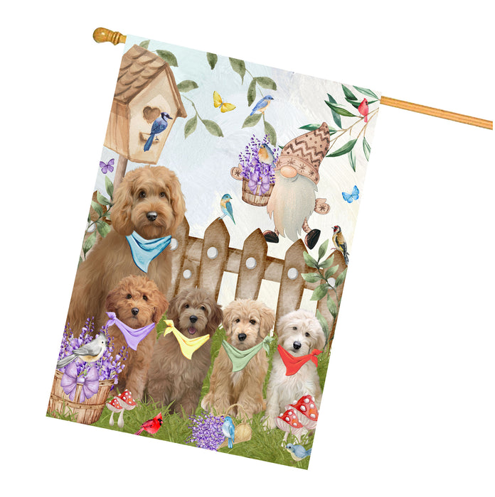 Goldendoodle Dogs House Flag: Explore a Variety of Designs, Custom, Personalized, Weather Resistant, Double-Sided, Home Outside Yard Decor for Dog and Pet Lovers