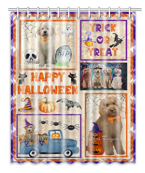 Happy Halloween Trick or Treat Goldendoodle Dogs Shower Curtain Bathroom Accessories Decor Bath Tub Screens