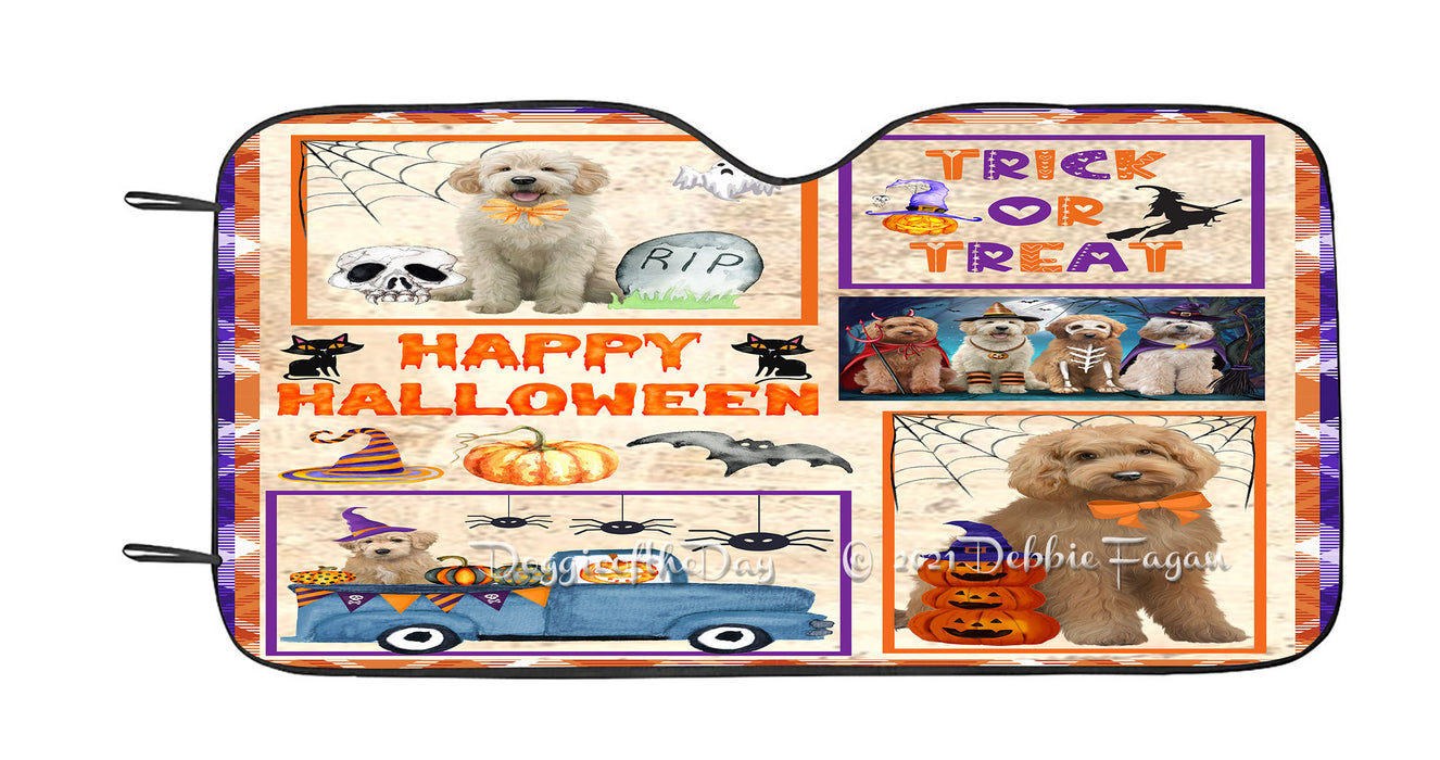 Happy Halloween Trick or Treat Goldendoodle Dogs Car Sun Shade Cover Curtain
