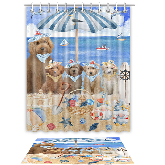 Goldendoodle Shower Curtain with Bath Mat Combo: Curtains with hooks and Rug Set Bathroom Decor, Custom, Explore a Variety of Designs, Personalized, Pet Gift for Dog Lovers