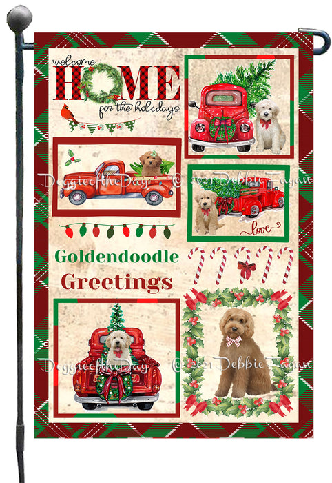 Welcome Home for Christmas Holidays Goldendoodle Dogs Garden Flag GFLG67011