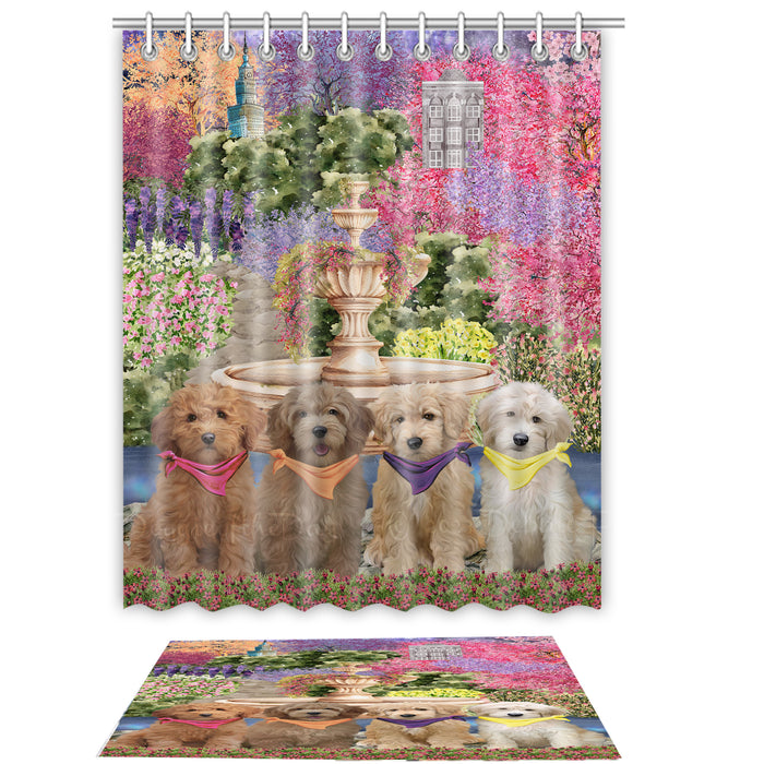 Goldendoodle Shower Curtain & Bath Mat Set: Explore a Variety of Designs, Custom, Personalized, Curtains with hooks and Rug Bathroom Decor, Gift for Dog and Pet Lovers
