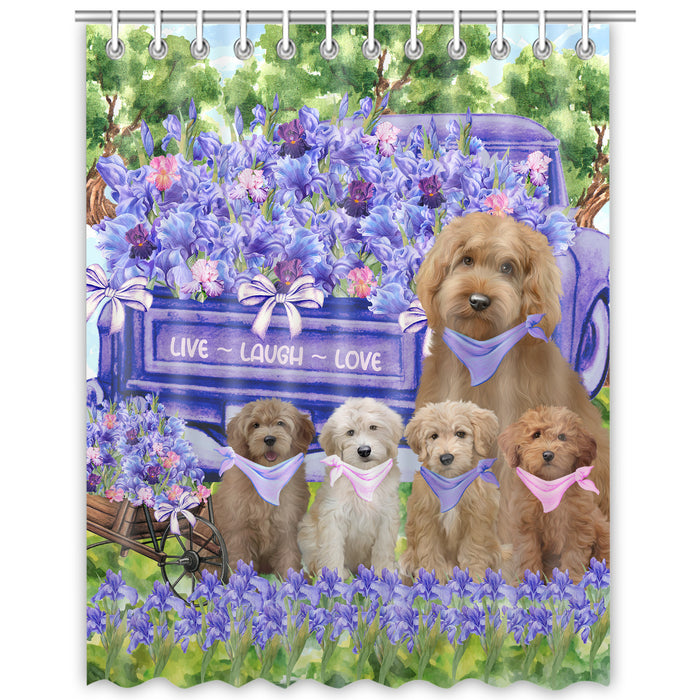 Goldendoodle Shower Curtain, Personalized Bathtub Curtains for Bathroom Decor with Hooks, Explore a Variety of Designs, Custom, Pet Gift for Dog Lovers