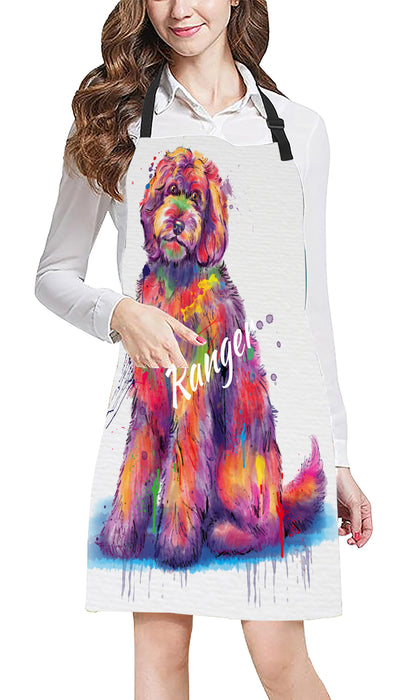Custom Pet Name Personalized Watercolor Goldendoodle Dog Apron