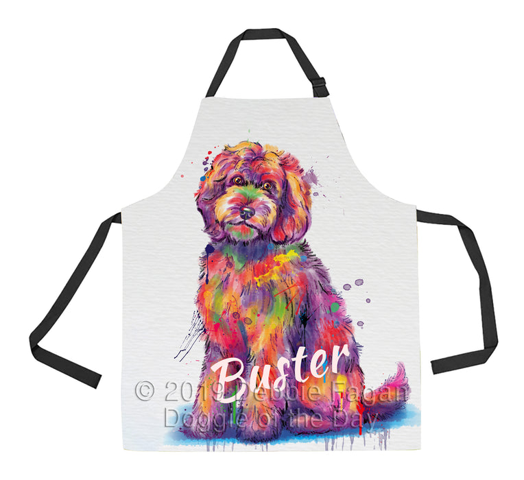 Custom Pet Name Personalized Watercolor Goldendoodle Dog Apron